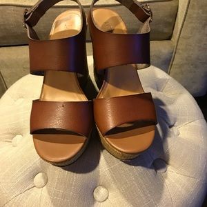 J Crew Brown leather wedges